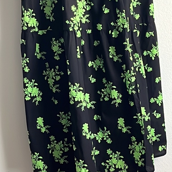 RARE ASOS DESIGN balloon sleeve long dress tie front lime green black wrap US 4 - Picture 5 of 5